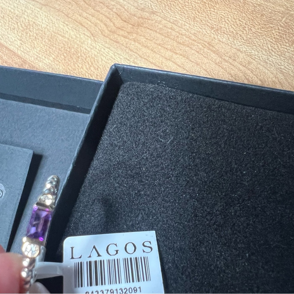 Lagos amethyst and diamond stacking ring-  size 9